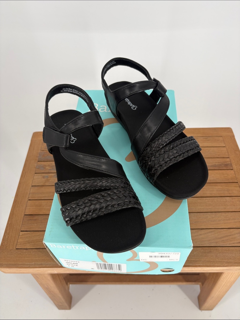 New Women’s BareTraps JALEN Black Braided Strap Comfort Sandals size 6M